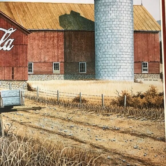 NWOT Vintage Coca-Cola Barn and Silo Matted Wood Glass Framed Print - Picture 5 of 8